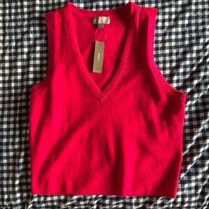 J. Crew Bright Red Cashmere Sweater Vest